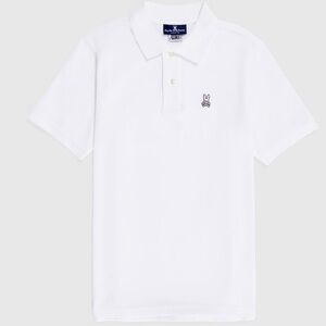 Psycho Bunny Polo Shirt Men White Short Sleeve Cotton Logo Golf Tennis